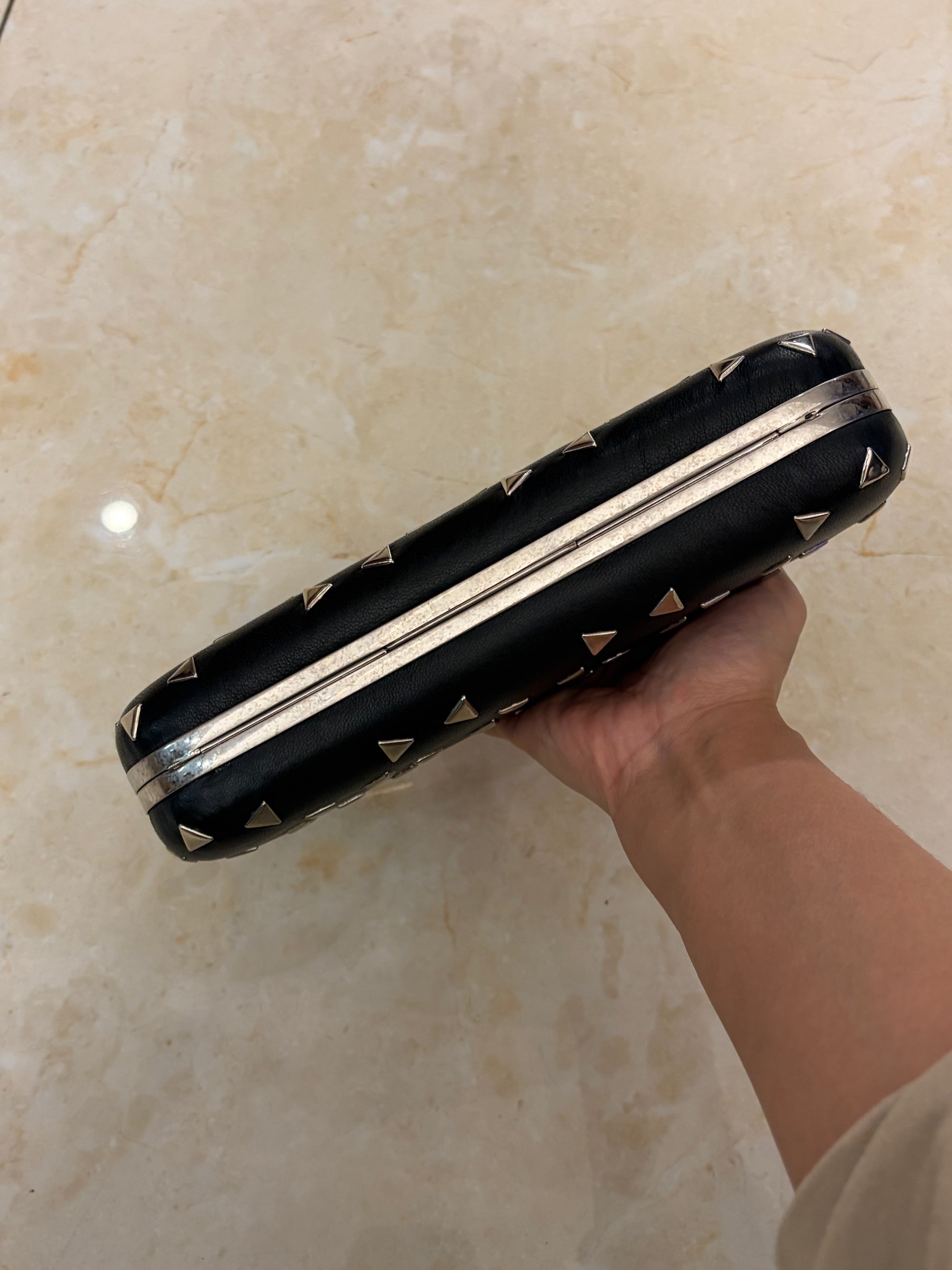 Alexander McQueen Black Kunckle Leather Clutch Bag