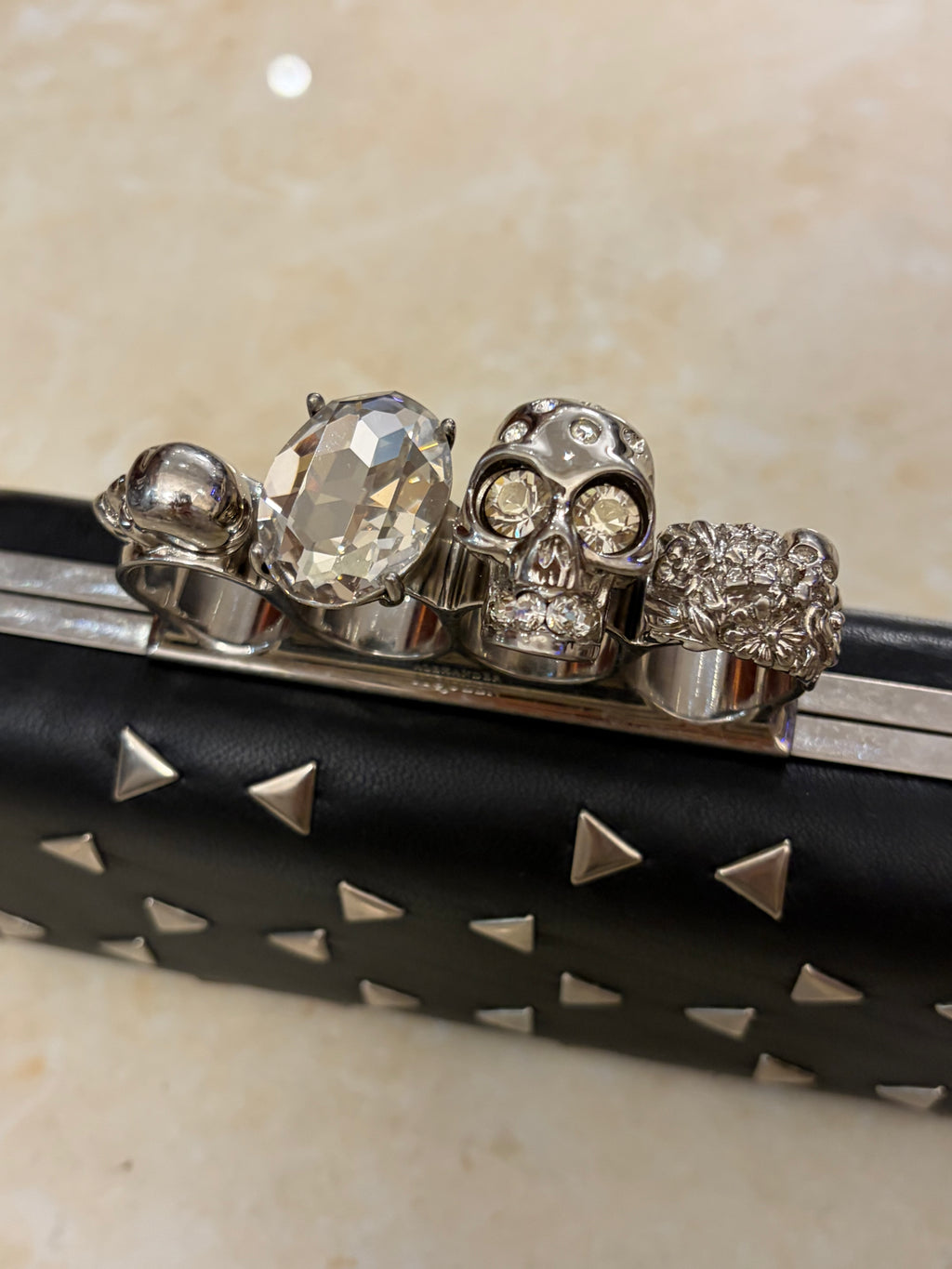 Alexander McQueen Black Kunckle Leather Clutch Bag