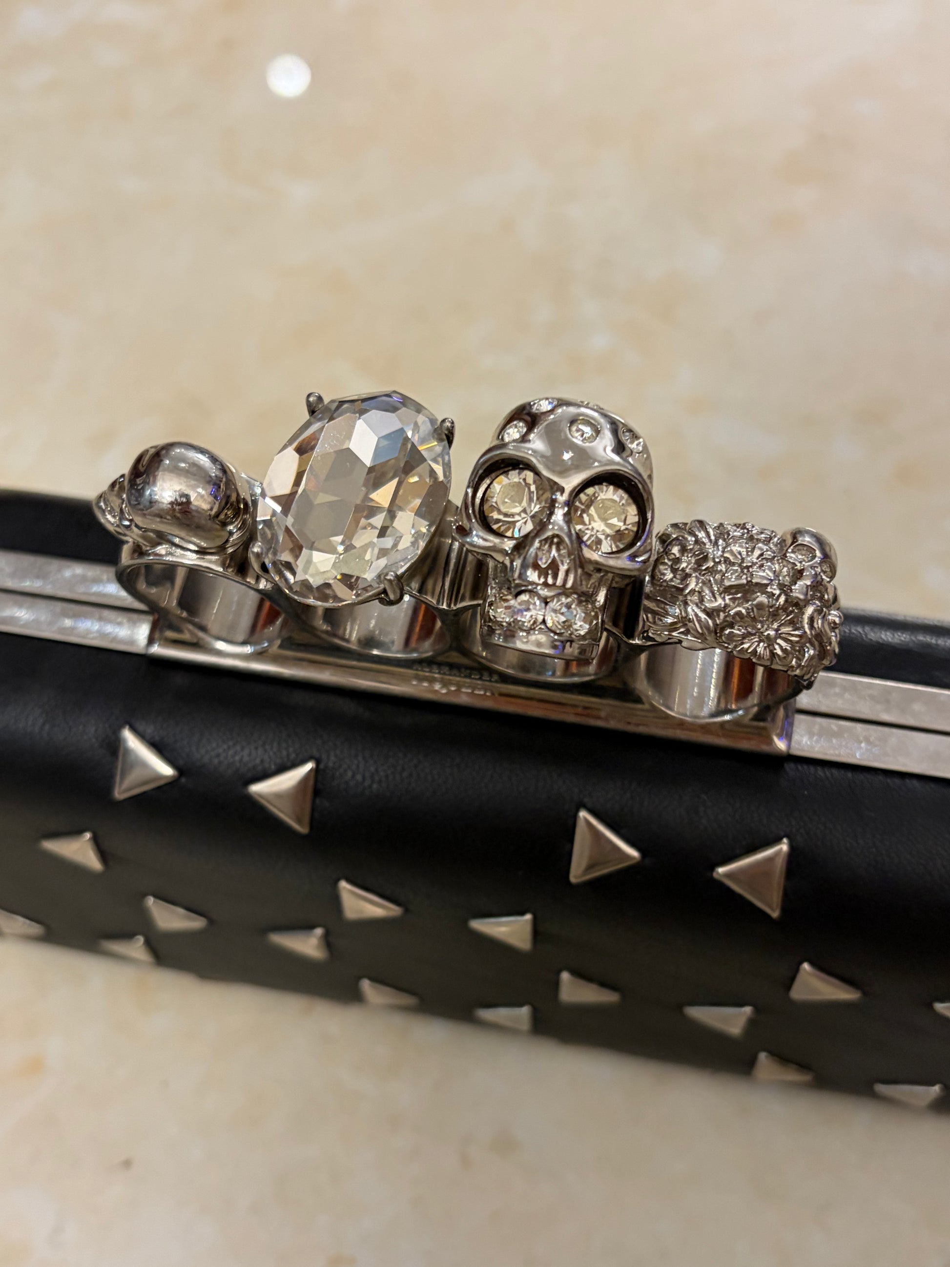 Alexander McQueen Black Kunckle Leather Clutch Bag