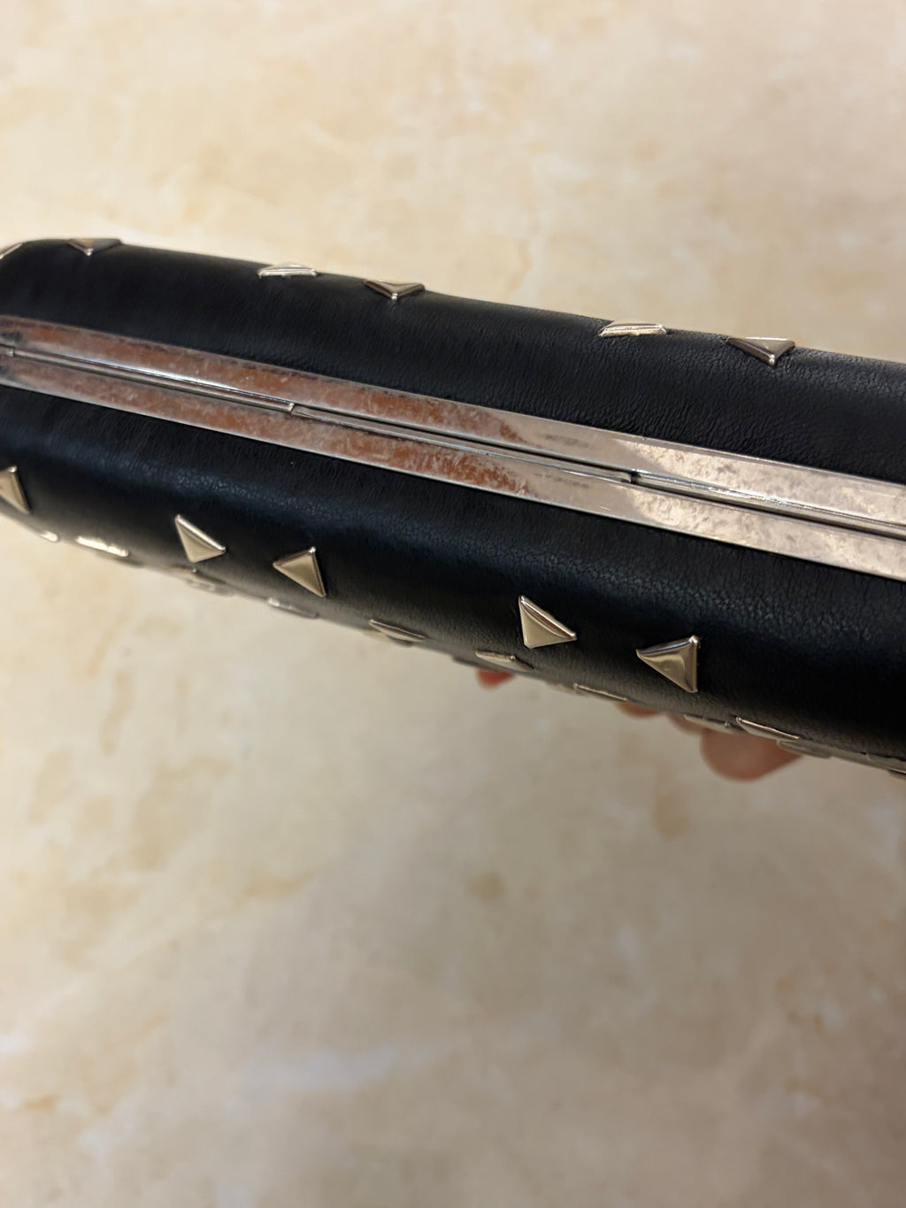 Alexander McQueen Black Kunckle Leather Clutch Bag