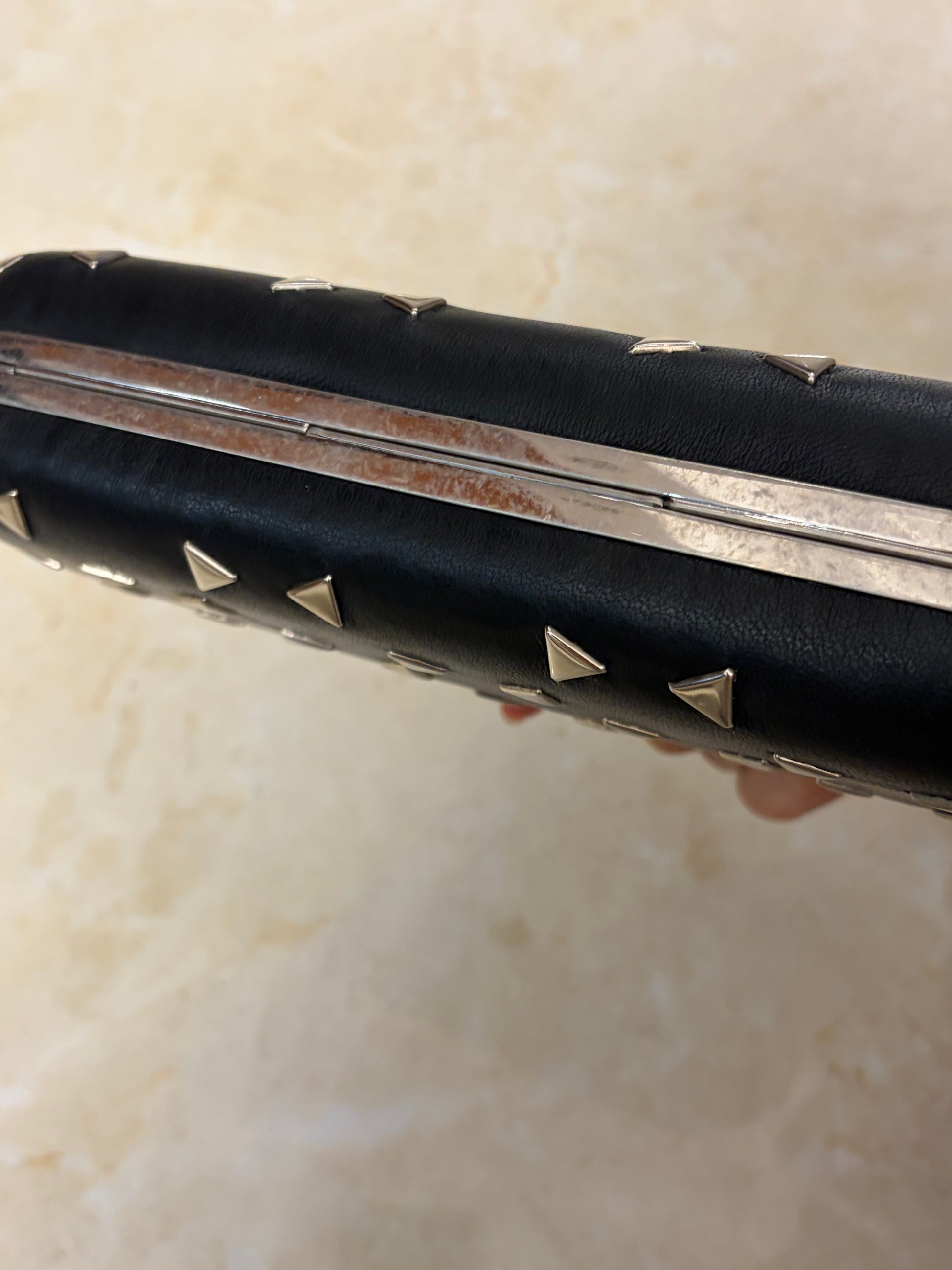 Alexander McQueen Black Kunckle Leather Clutch Bag