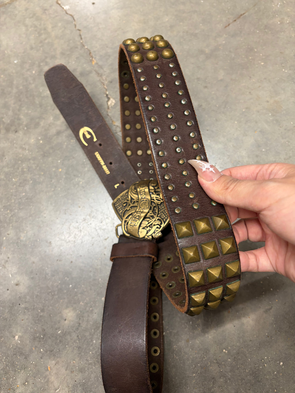 Just Cavalli Brown Metal Studded Leather Belts