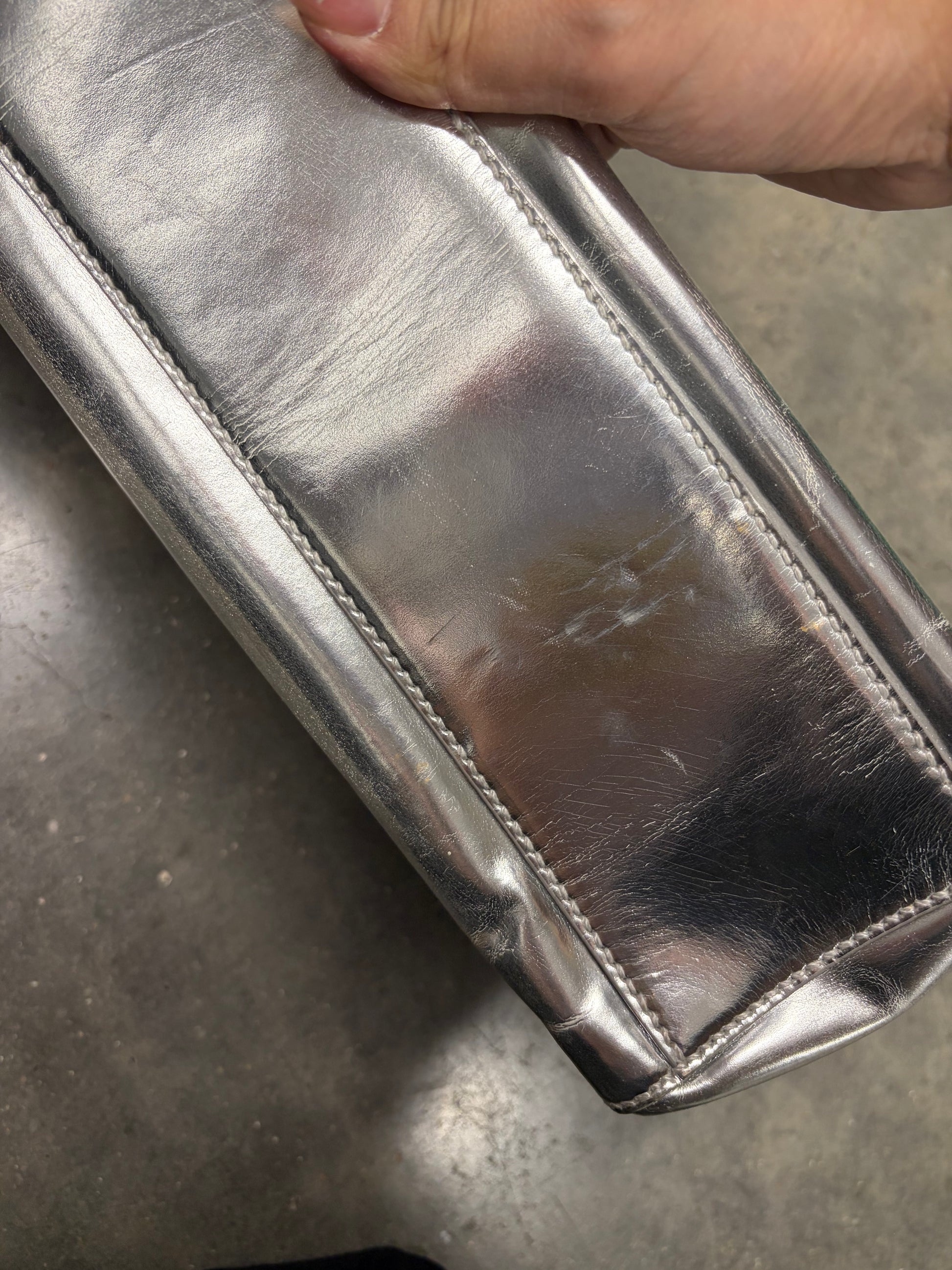 Prada Silver Metallic Leather Clutch Bag