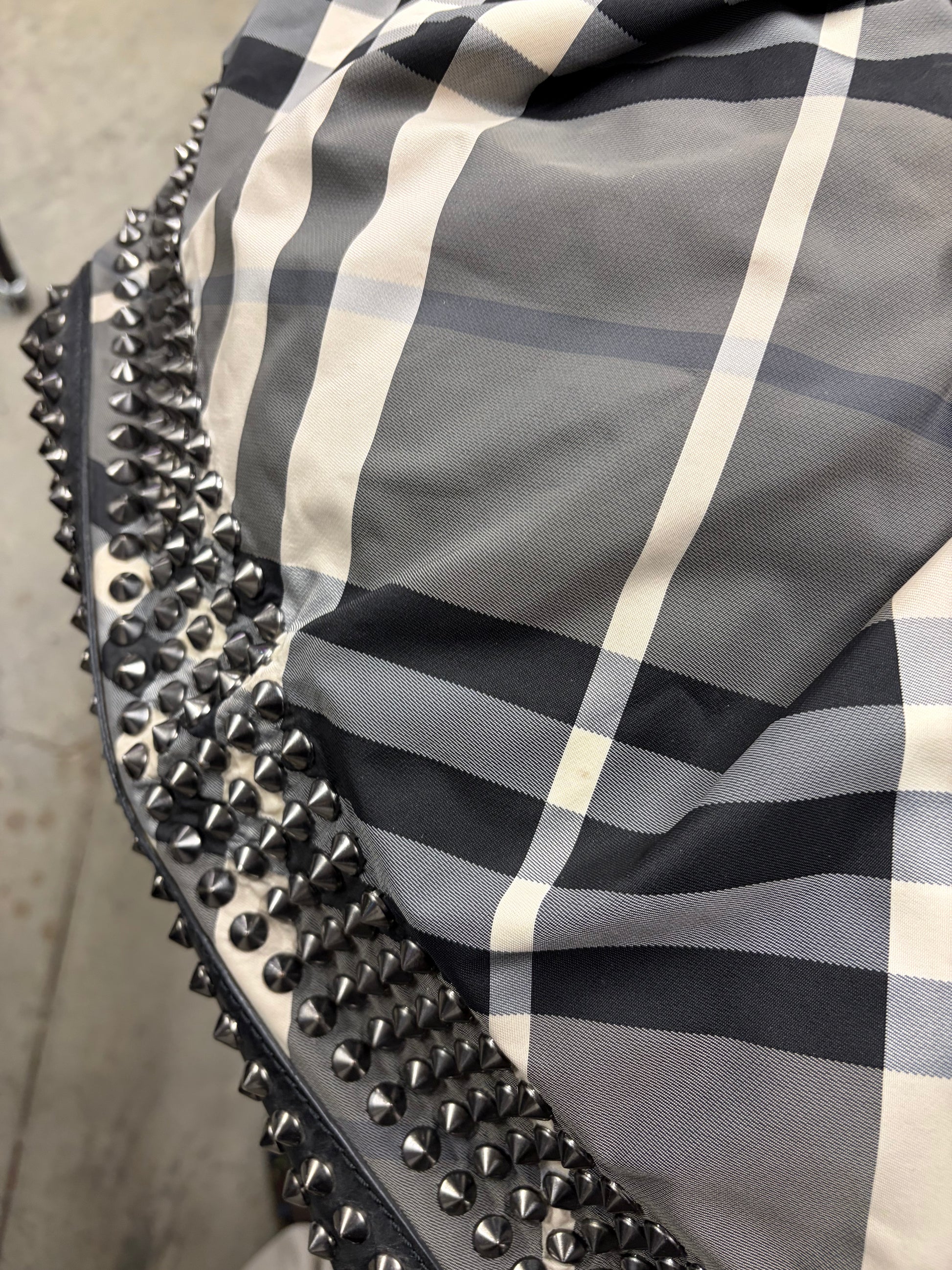Burbbery Beat Check Nylon Studded Hobo Bag