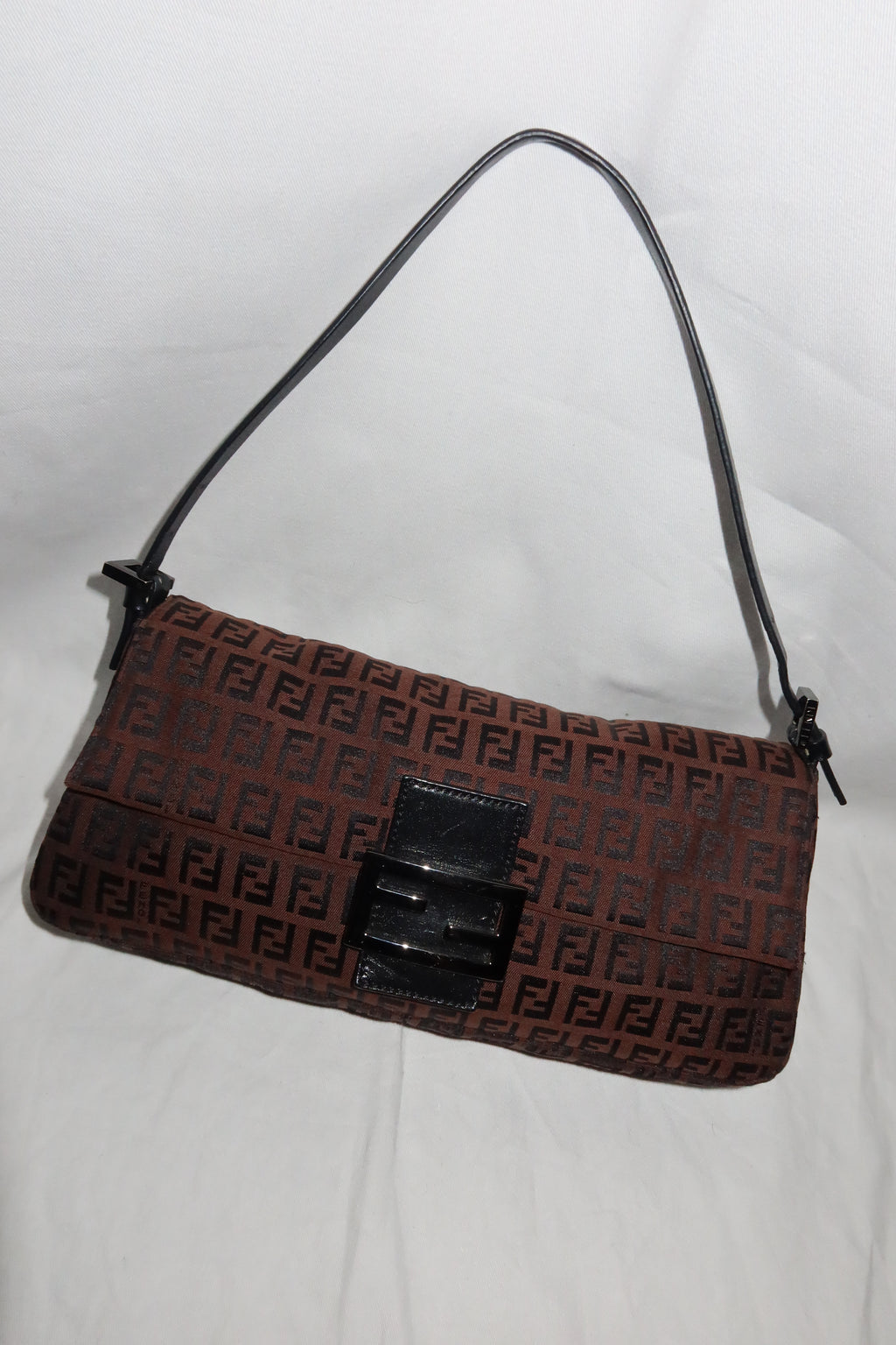 Fendi Zucca Cloth Baguette Shoulder Bag