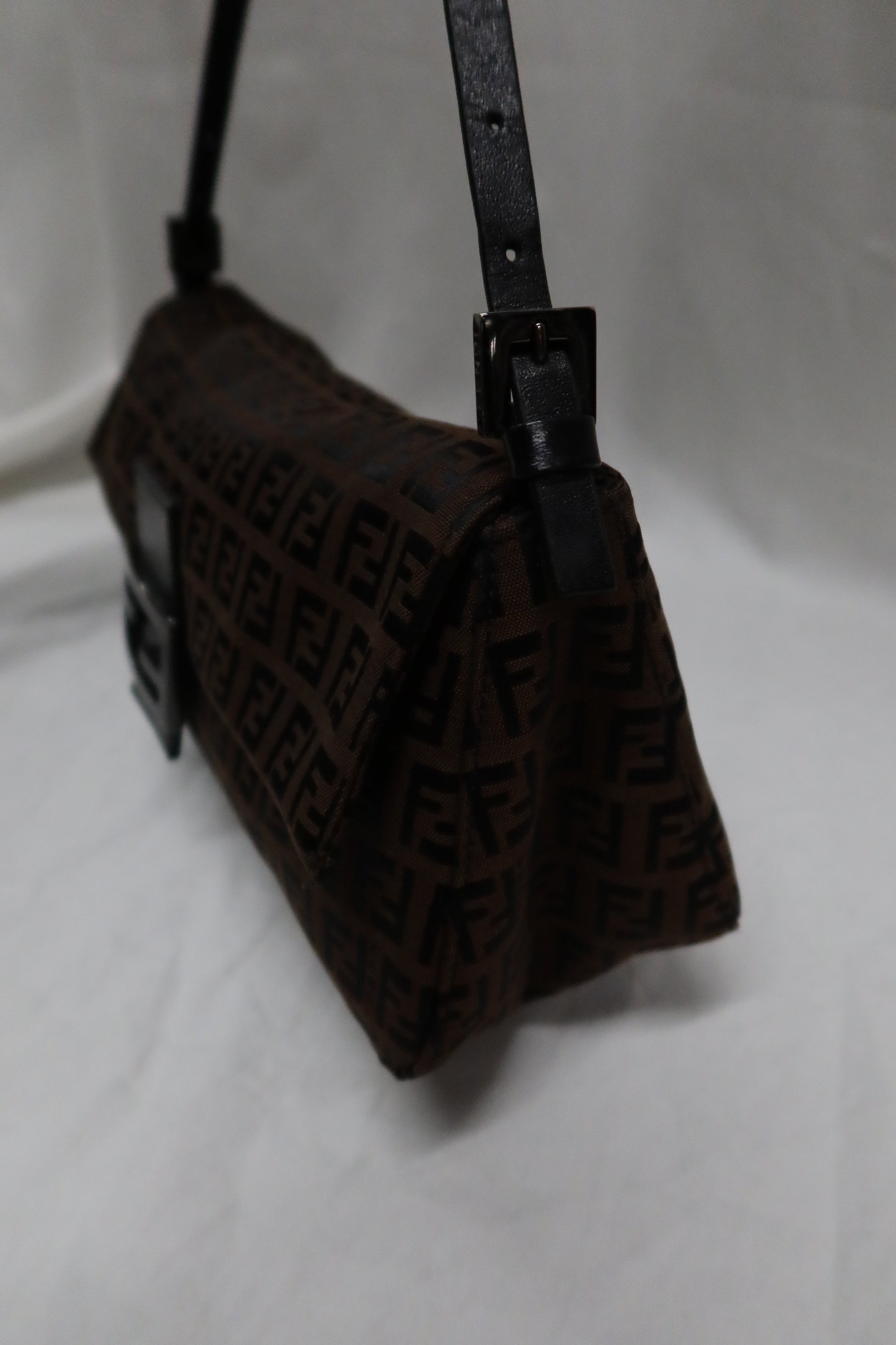 Fendi Zucca Cloth Baguette Shoulder Bag