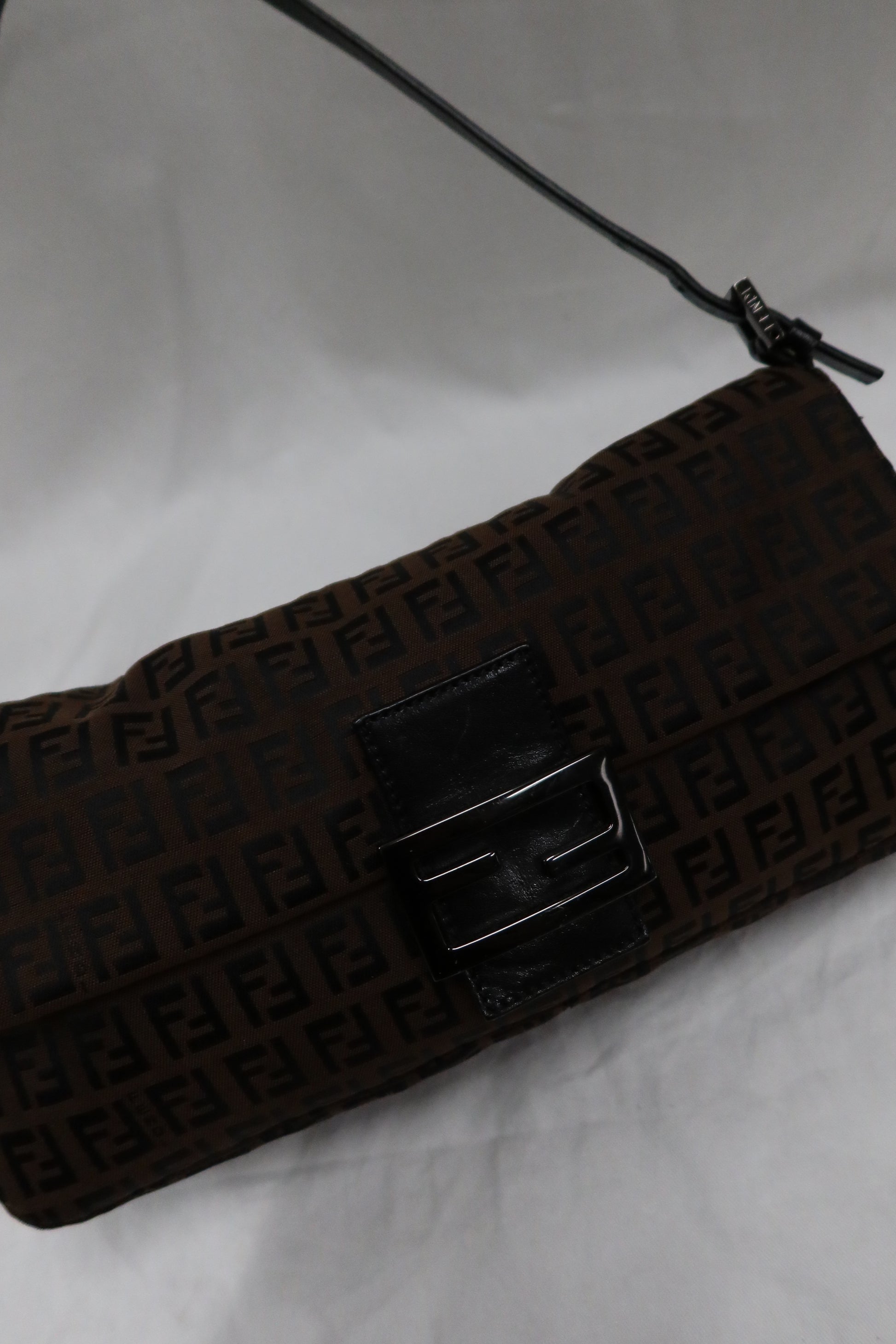 Fendi Zucca Cloth Baguette Shoulder Bag