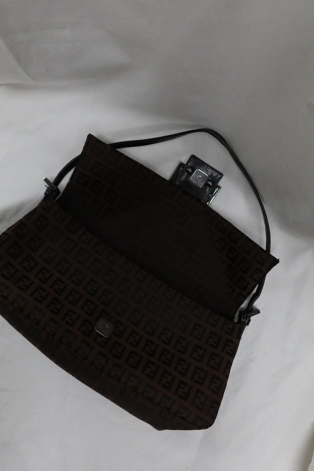 Fendi Zucca Cloth Baguette Shoulder Bag