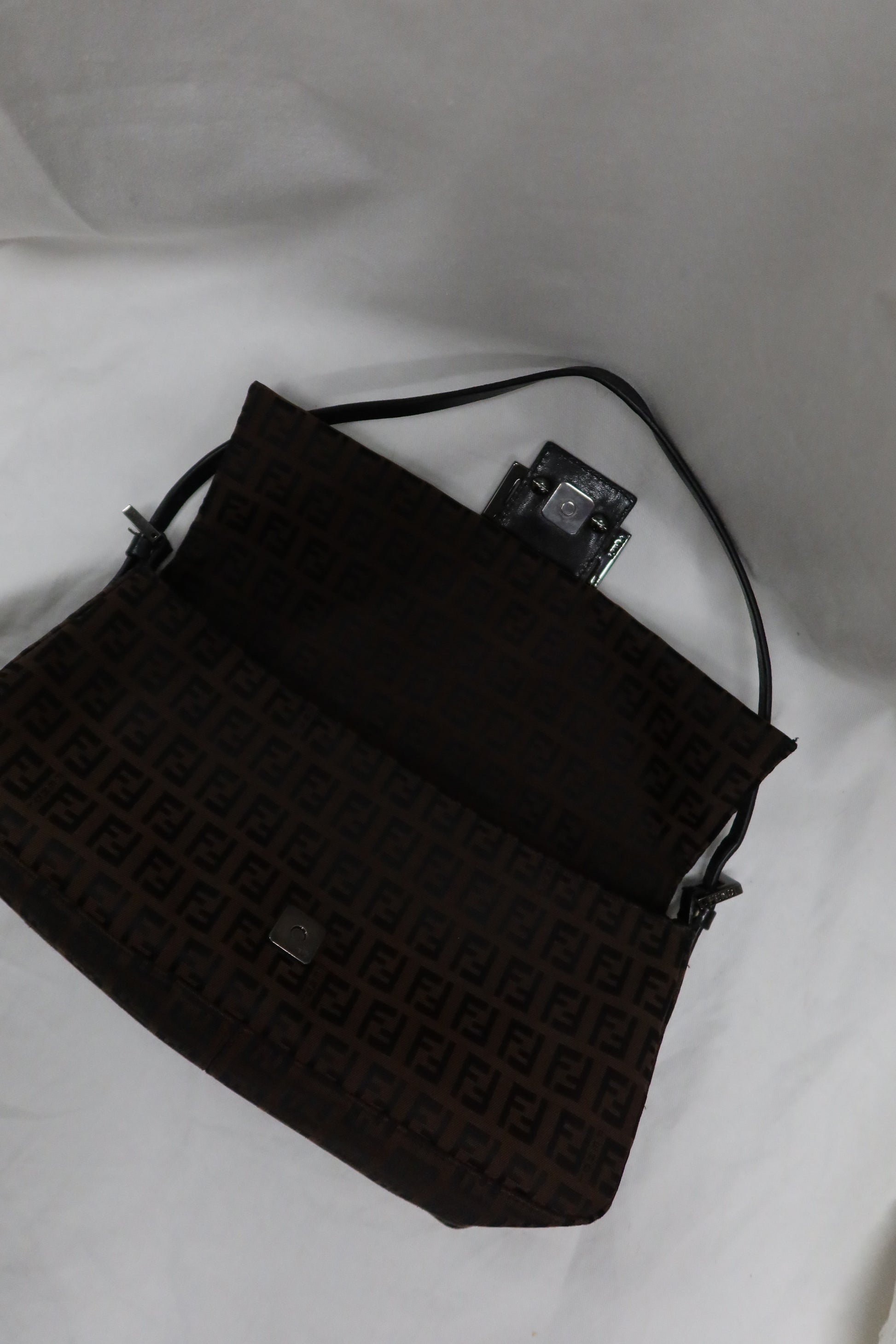Fendi Zucca Cloth Baguette Shoulder Bag