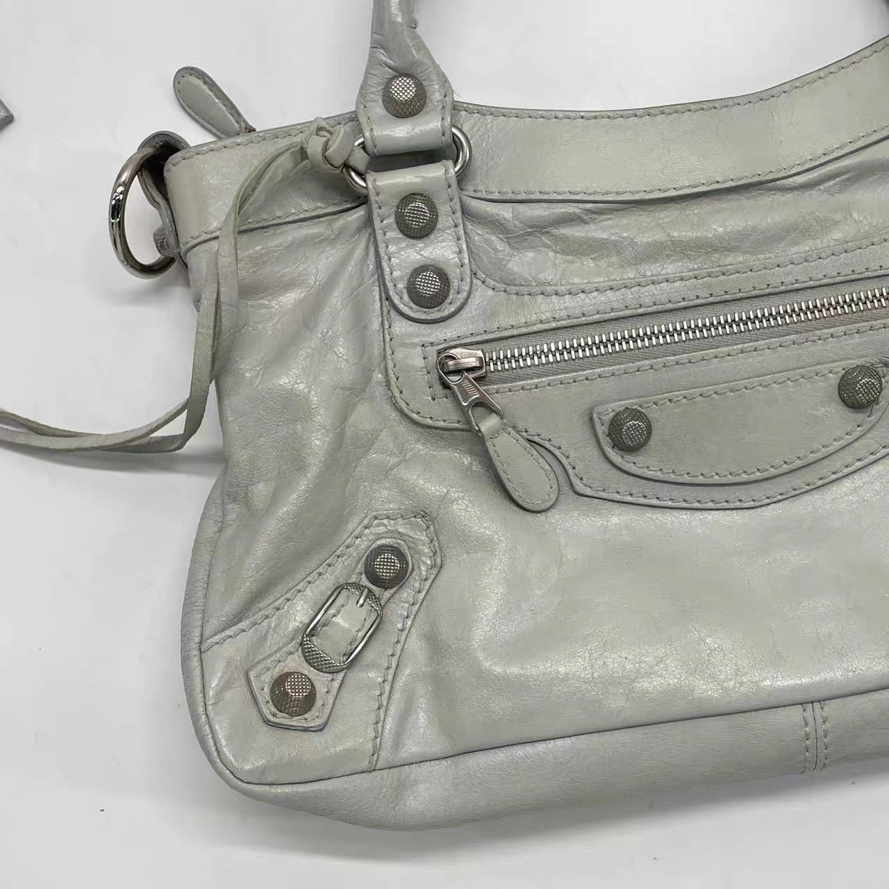 Balenciaga The First Hand Bag Leather 2way Grey