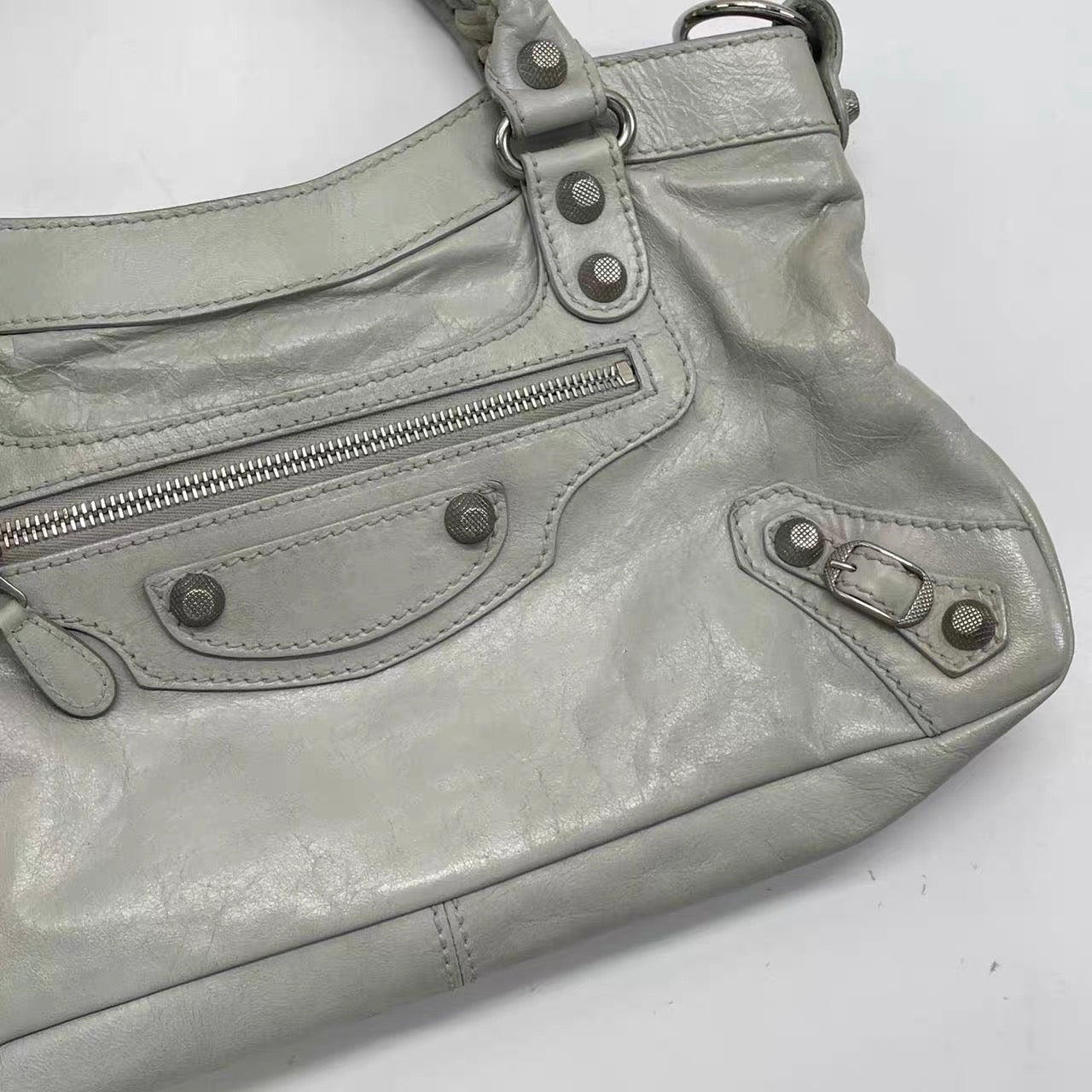 Balenciaga The First Hand Bag Leather 2way Grey