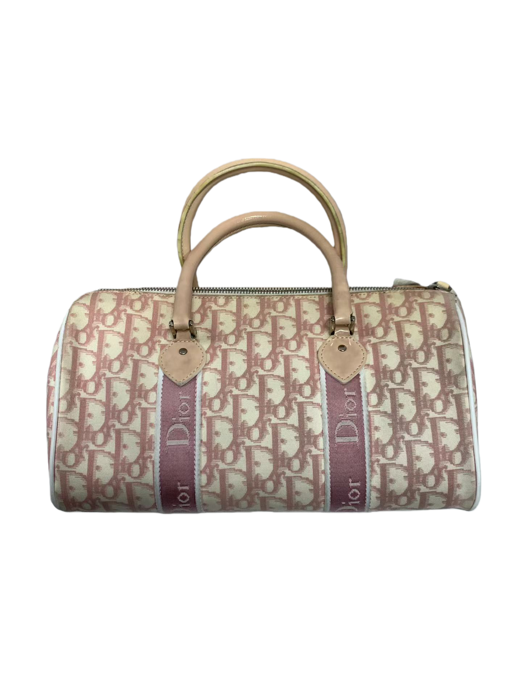 Christian Dior Trotter Flower Pink White PVC Handbag Silver Hardware with Charm