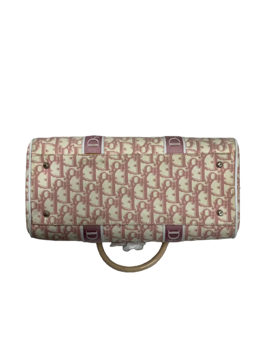 Christian Dior Trotter Flower Pink White PVC Handbag Silver Hardware with Charm