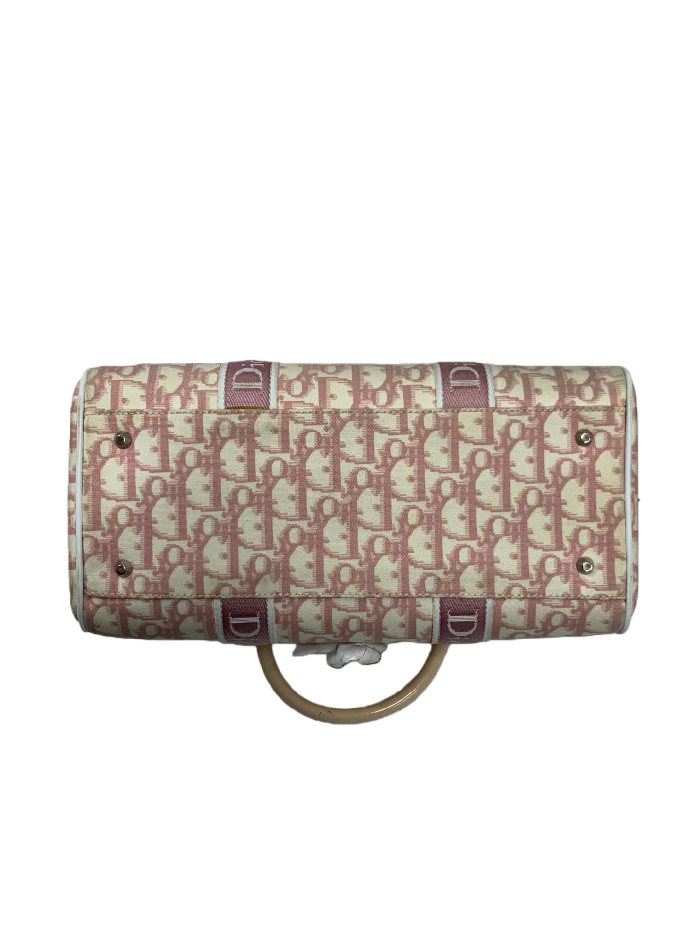 Christian Dior Trotter Flower Pink White PVC Handbag Silver Hardware with Charm