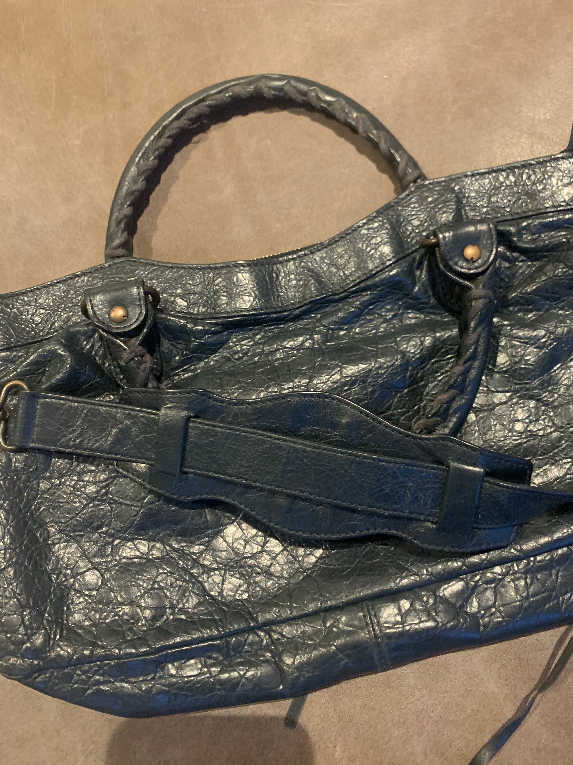 Balenciaga The First Hand Bag Leather 2way Dark Green