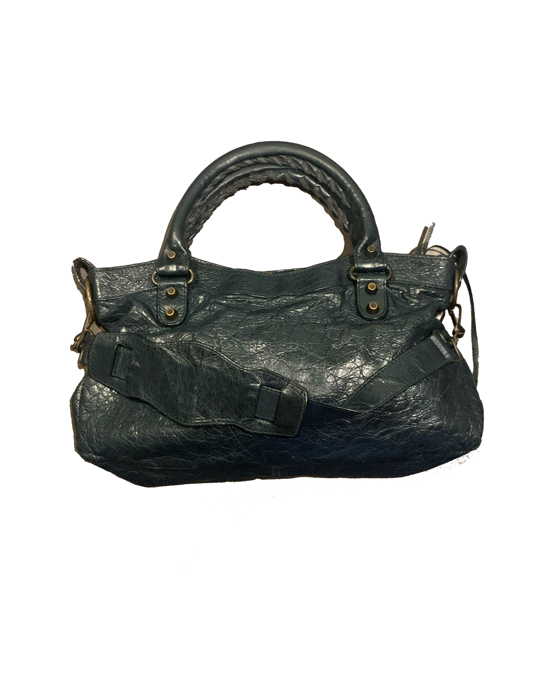Balenciaga The First Hand Bag Leather 2way Dark Green