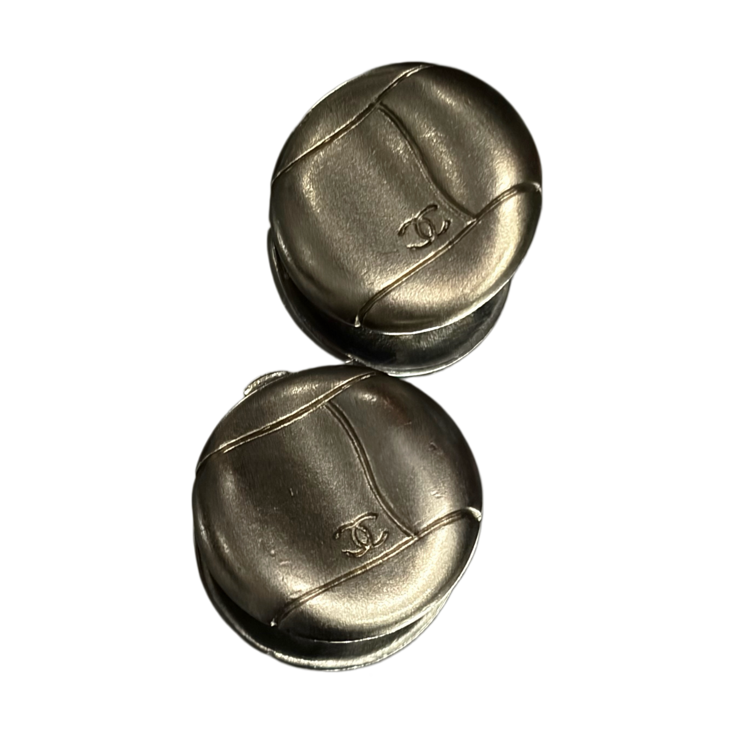 Chanel Silver Metal Clip On Earrings
