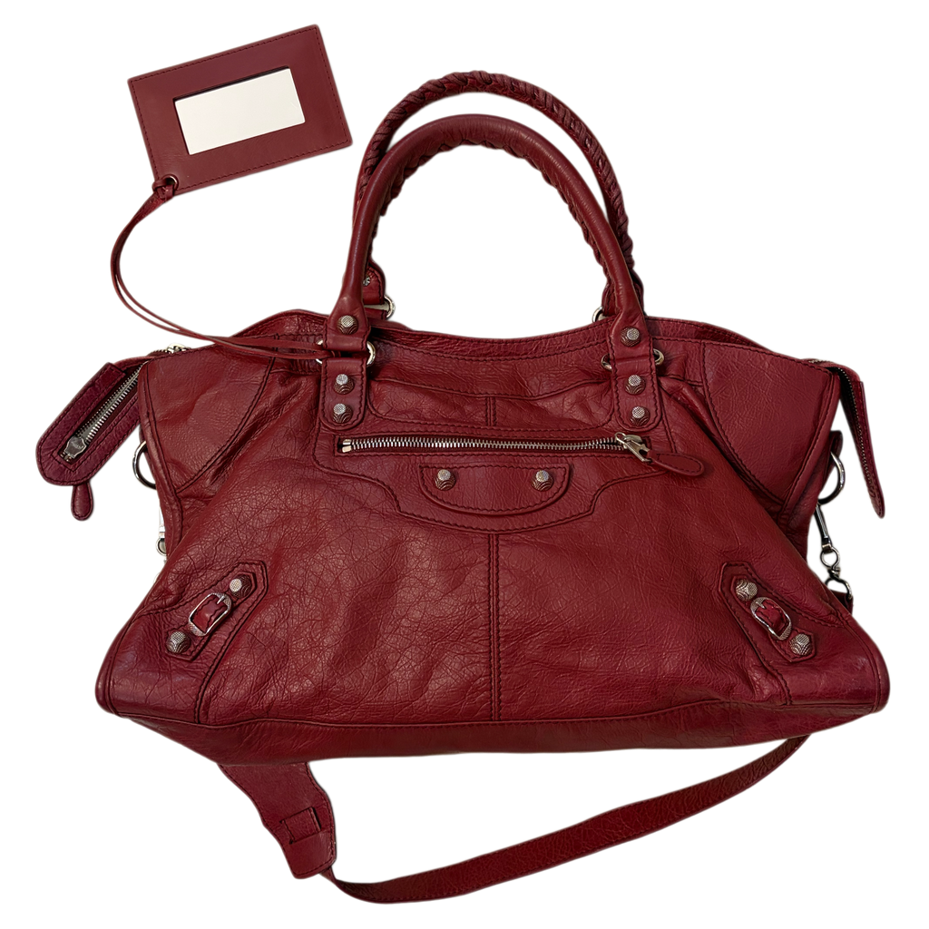 Balenciaga city bag size medium in burghendy red