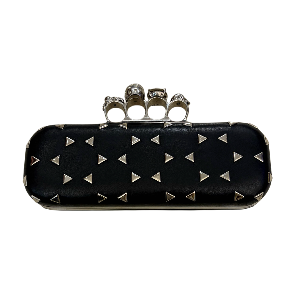 Alexander McQueen Black Kunckle Leather Clutch Bag