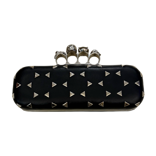 Alexander McQueen Black Kunckle Leather Clutch Bag