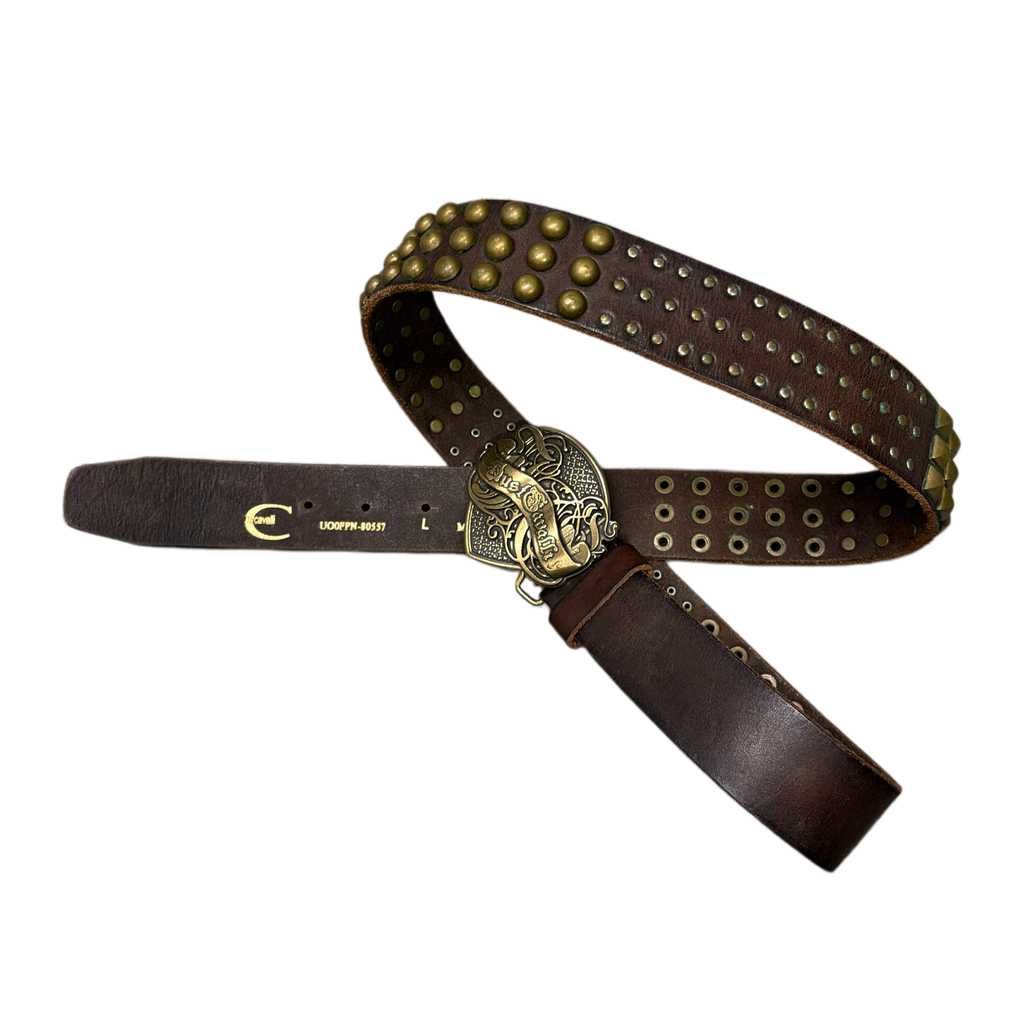 Just Cavalli Brown Metal Studded Leather Belts