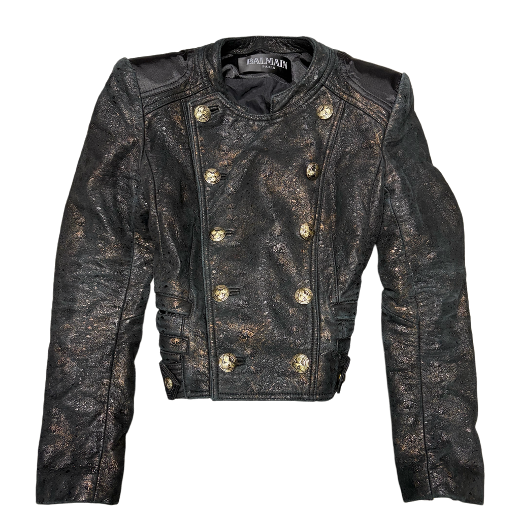 Balmain Military Style Leather Jacket