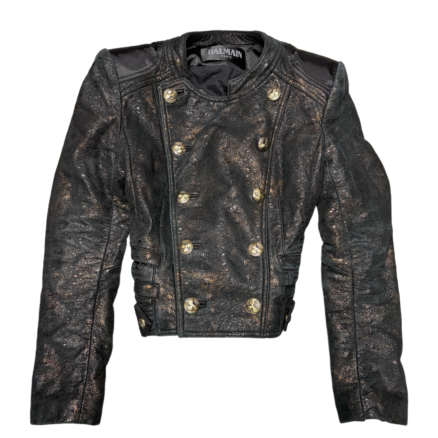Balmain Military Style Leather Jacket