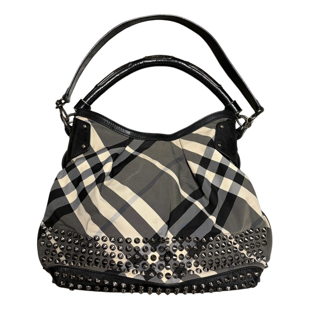 Burbbery Beat Check Nylon Studded Hobo Bag
