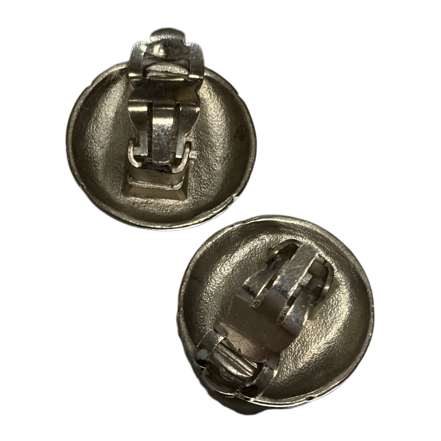Chanel Silver Metal Clip On Earrings