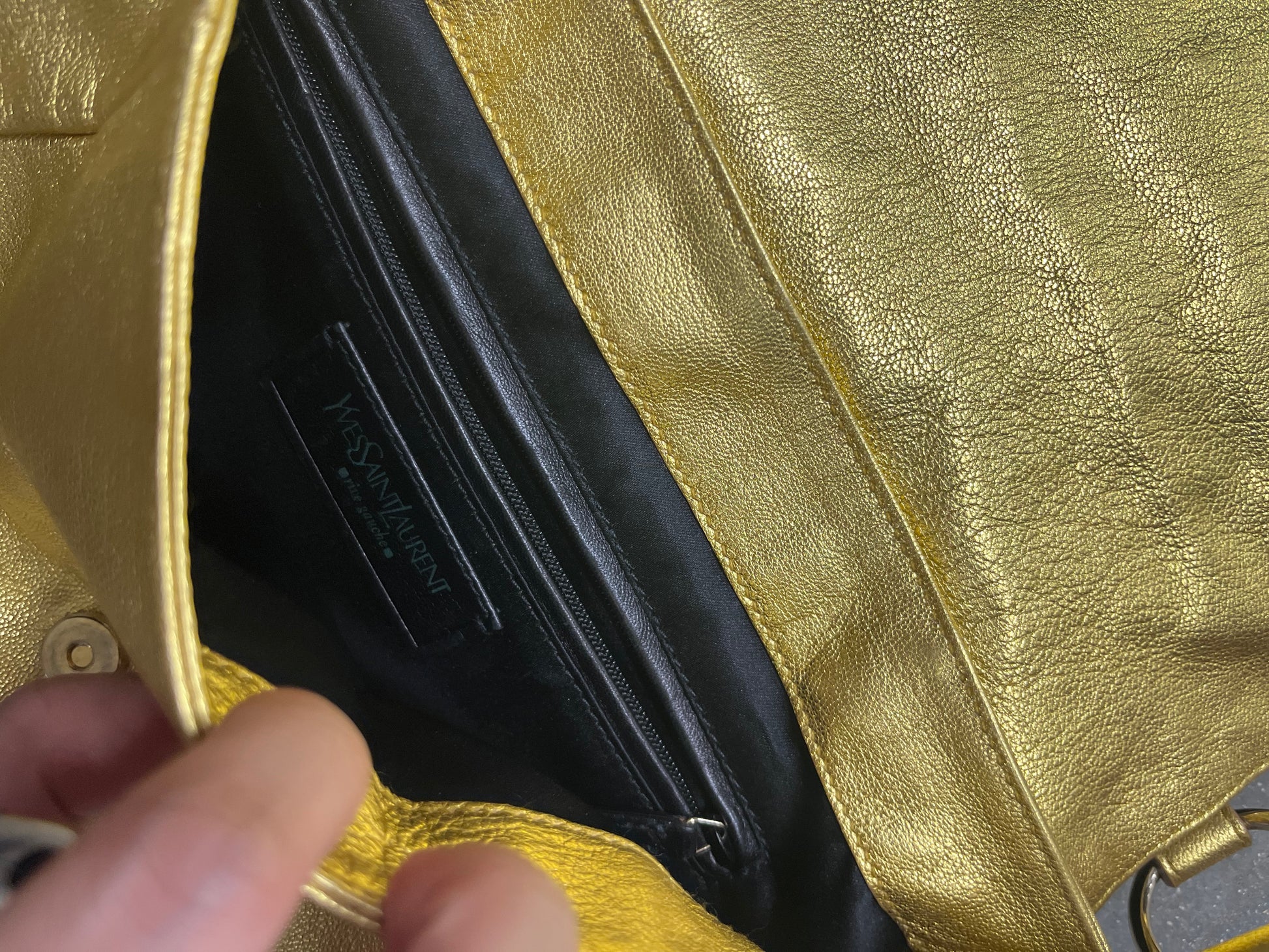 Yves Saint Laurent by Tomford Gold Metallic leather Flora Bag
