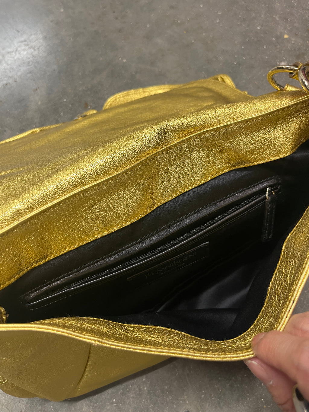 Yves Saint Laurent by Tomford Gold Metallic leather Flora Bag