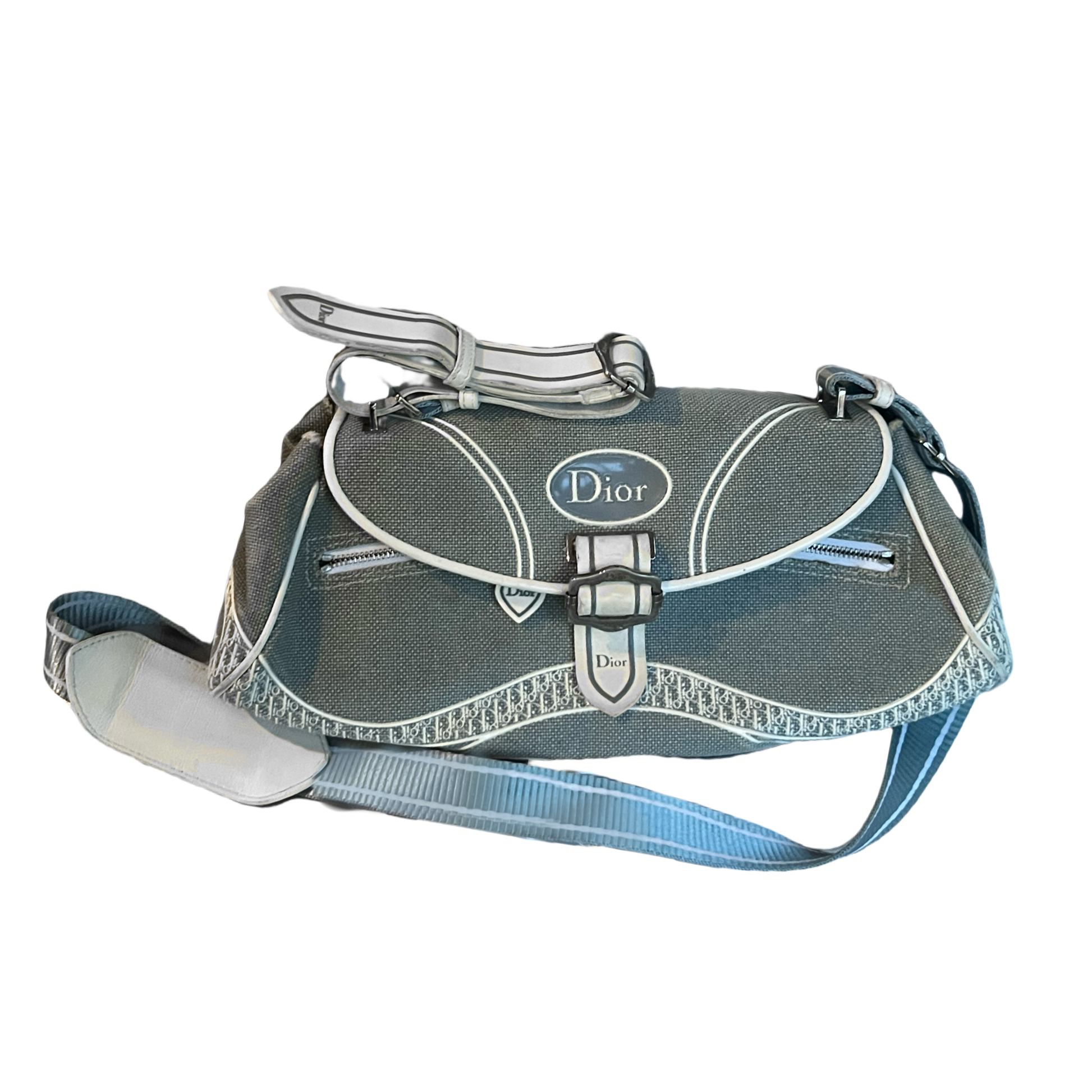 Dior Sports Light Blue Canvas Shoulder Bag